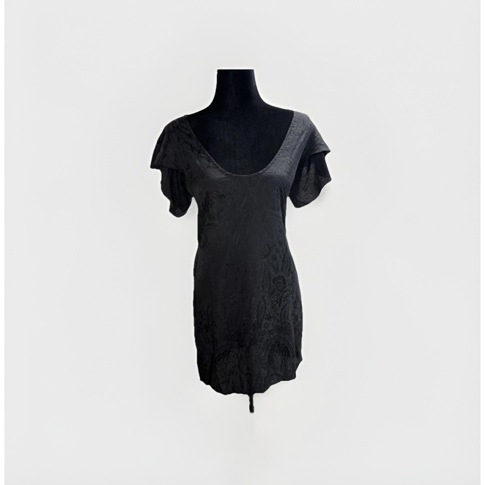 Pitaya Dress Women Medium Fit Open Back Black Mini Y2K Batwing Sleeve